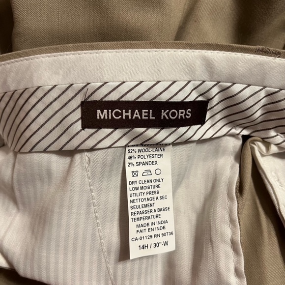 NWOT Michael Kors Wool Blend Rare Side Button Straight Leg Dress Pants - Picture 9 of 11